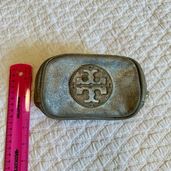Tory Burch - cosmetic case - silver brushed suede - Picture 2 of 11